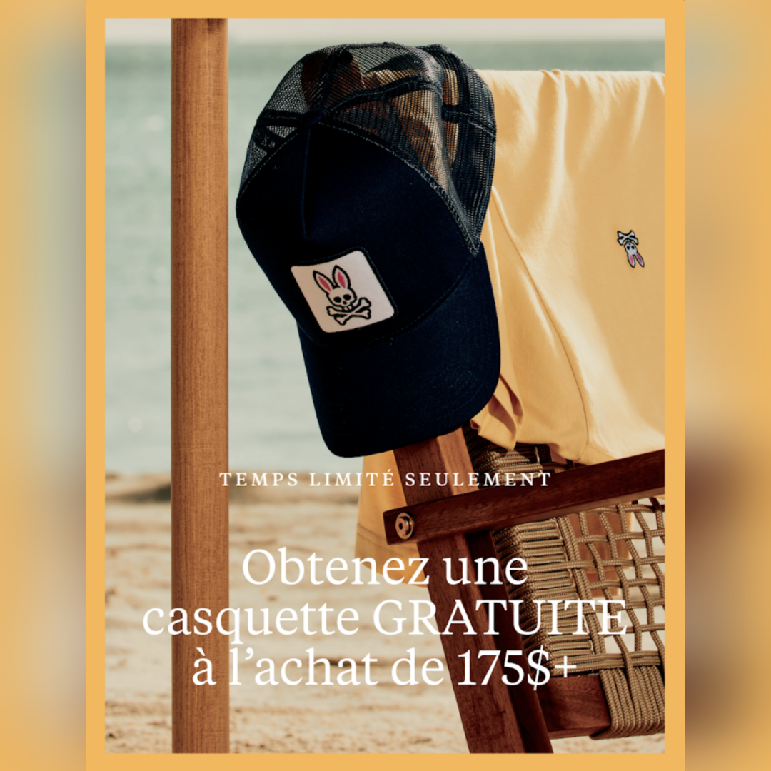 Psycho Bunny: Recevez une CASQUETTE GRATUITE à l&rsquo;achat de 175 $ ou plus icon